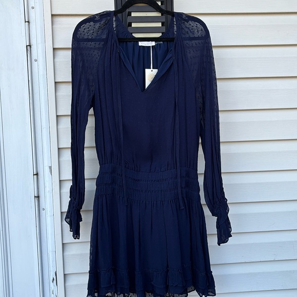 Ramy Brook Blue Bishop Sleeve Cocktail Dress - Picture 1 of 9